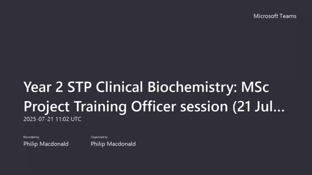 Dummy video preview image for video: YR2 STP Biochem - Teaching & Project session (TO session) 21st July 2025
